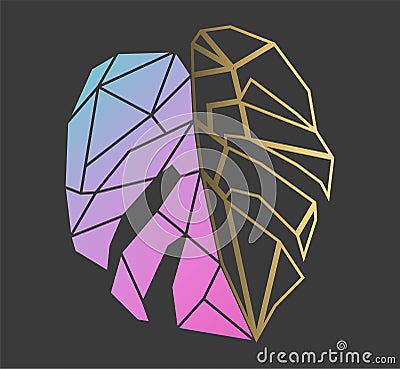 Abstract geometry polygonal tropical leaf, low poly vector illustration, Monstera Vector Illustration